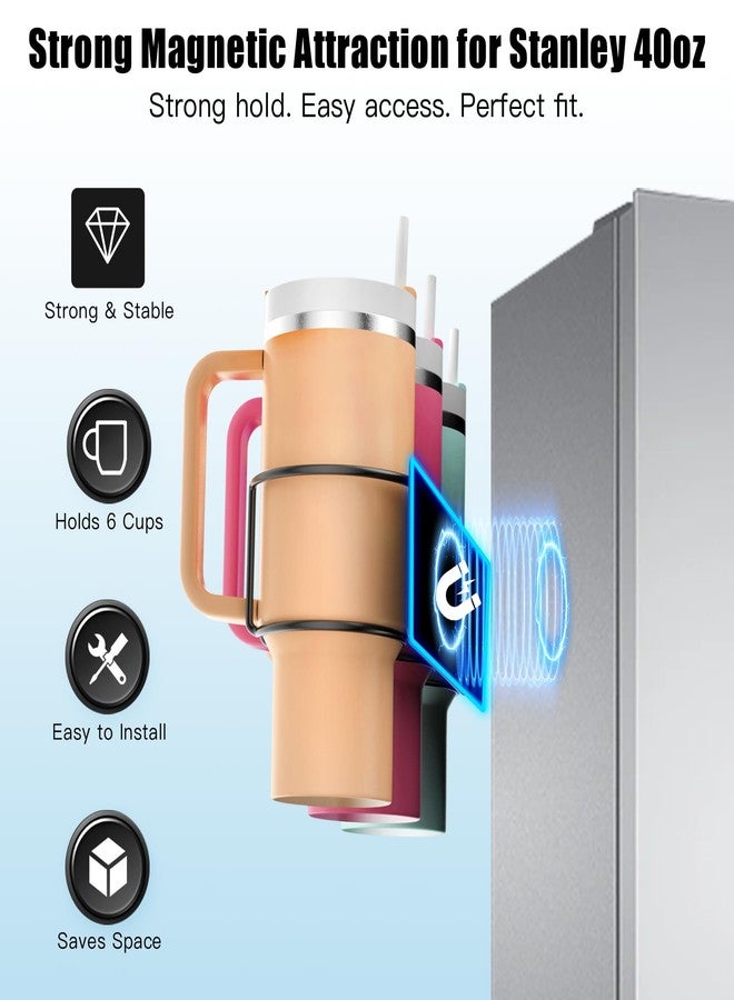 EIPTLOS Magnetic Stanley Cup Holder for Fridge, 2 Pack Tumbler Organizer with Lid Organizer for Stanley 40 oz Stanley Cup Rack Tumbler Holder Storage Water Bottle Storage Organizer for Stanley Cup - Image 2