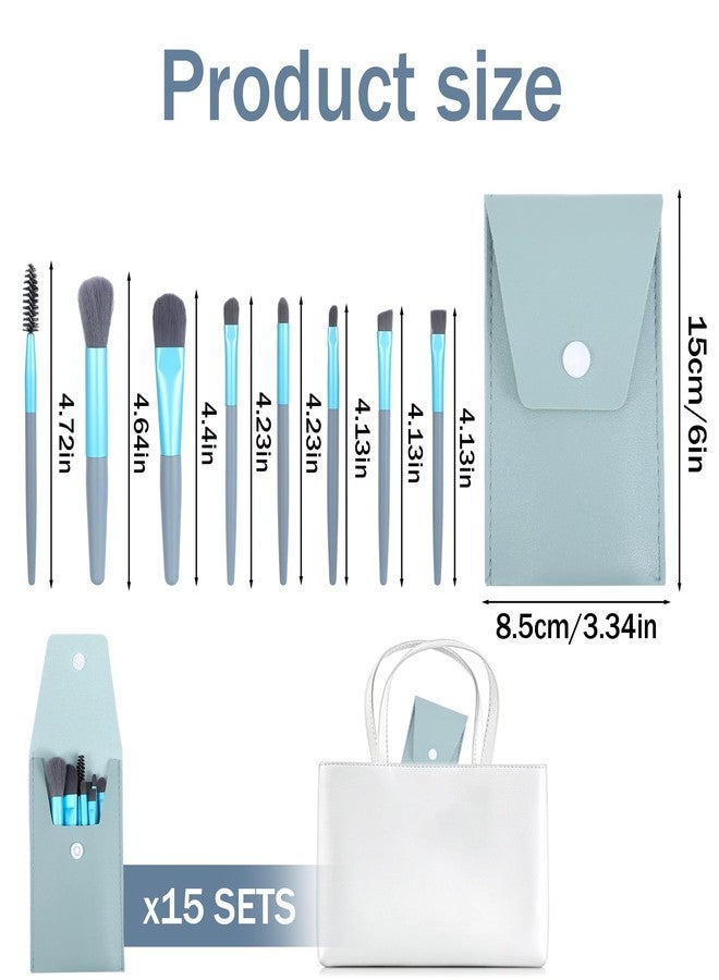PercyEffie 15 Sets Mini Makeup Brush Bulk Travel Sets,Synthetic Fibre Face Make up Brushes Women's makeup set Blush Brush for Party Favor,Gift Set Bridesmaids, Bachelor Party Present(Light Blue) - Image 2
