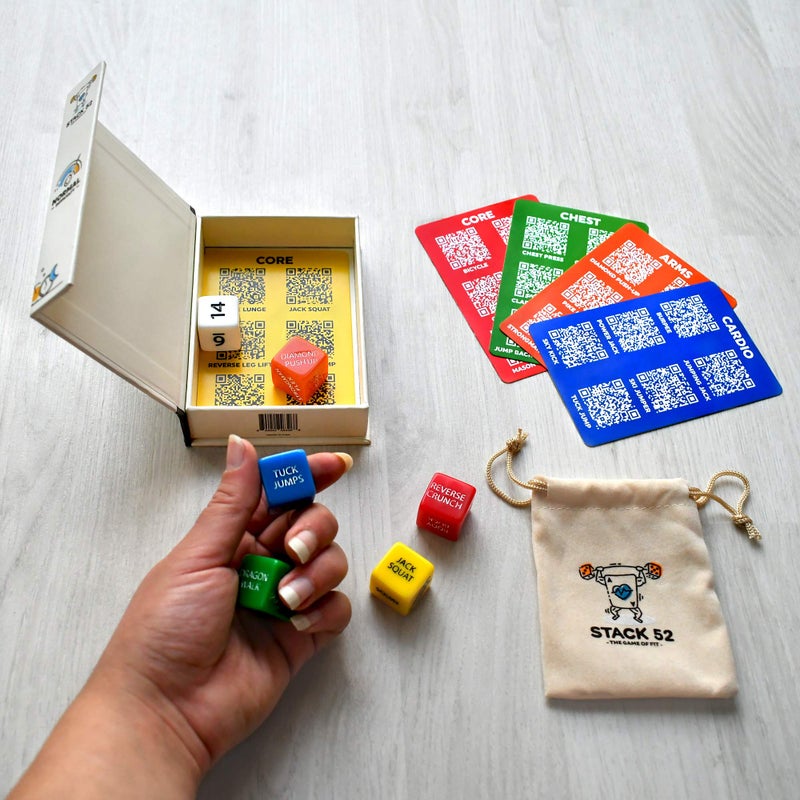 Stack 52 Quick Sweat Fitness Dice. Bodyweight Exercise Workout Game. Designed by a Military Fitness Expert. Video Instructions Included. No Equipment Needed. Burn Fat Build Muscle. (2019 Base Set) - Image 2