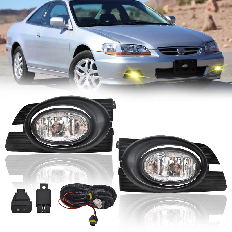 مصابيح ضباب تناسب هوندا أكورد 2001-2002 4DR سيدان 01 02 مصابيح ضباب أمامية عدسة شفافة