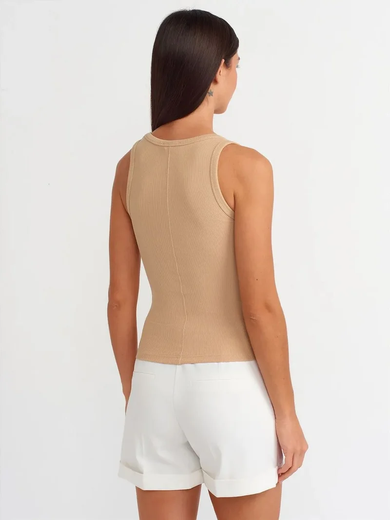 ديلفين Dilvin Ribbed Sleeveless Cami Blouse