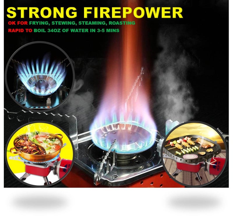 QUALIALL Camping Stove, Backpacking Stove, Foldable, Portable, Lightweight, Piezo Ignition, Single Burner Adjustable, Premium Mini Powerful and Stable Camp Stove for Hiking Picnic, 1+2+1+1pcs - Image 2