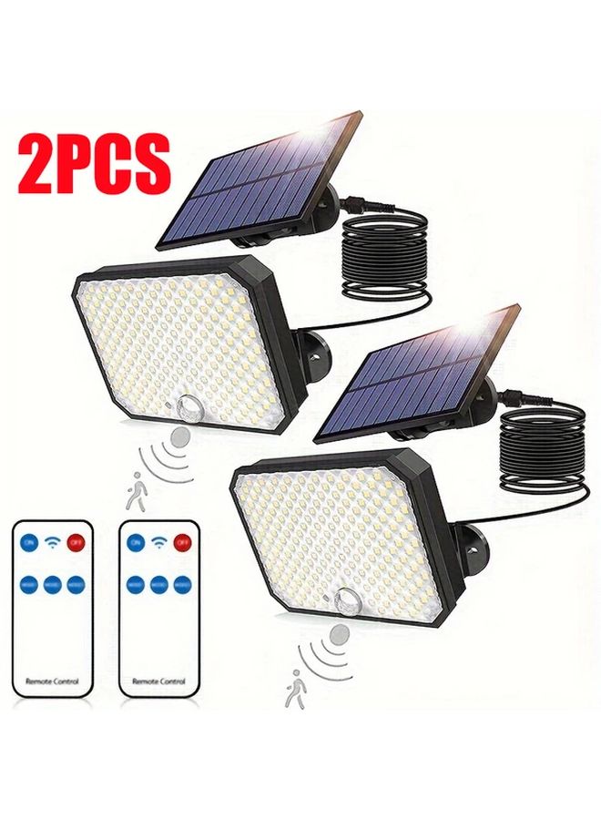 قطعتان من أضواء الحركة الشمسية للخارج 190 لمبة ثنائية باعثة للضوء (LED) كشاف ضوئي بالتحكم عن بعد كشف 360 درجة - Image 1