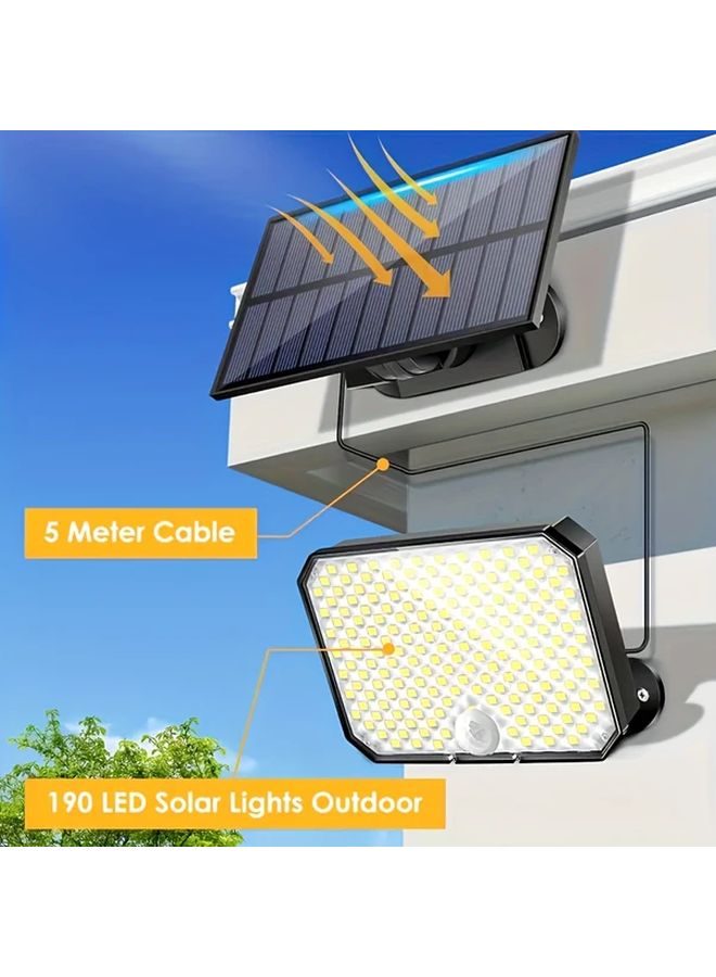 قطعتان من أضواء الحركة الشمسية للخارج 190 لمبة ثنائية باعثة للضوء (LED) كشاف ضوئي بالتحكم عن بعد كشف 360 درجة - Image 2