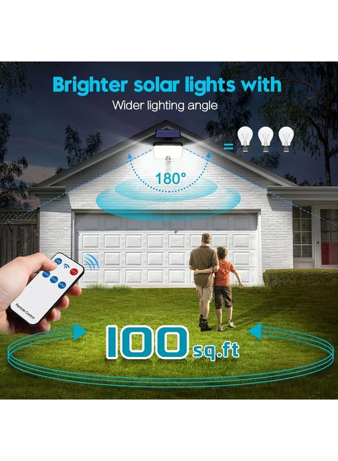 قطعتان من أضواء الحركة الشمسية للخارج 190 لمبة ثنائية باعثة للضوء (LED) كشاف ضوئي بالتحكم عن بعد كشف 360 درجة - Image 4
