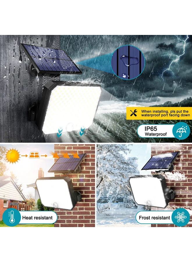 قطعتان من أضواء الحركة الشمسية للخارج 190 لمبة ثنائية باعثة للضوء (LED) كشاف ضوئي بالتحكم عن بعد كشف 360 درجة - Image 5