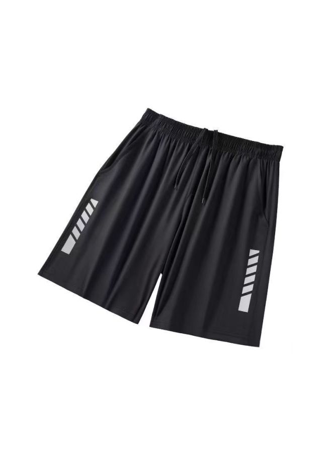 Swimming Trunks Men's Adult Swimsuit Men's Summer Quick-drying Sunscreen Long-sleeved Split Beach Surfing Floating Diving Suit-Color:237 Reflective Black Shorts-Size:L 【 60-70kg 】