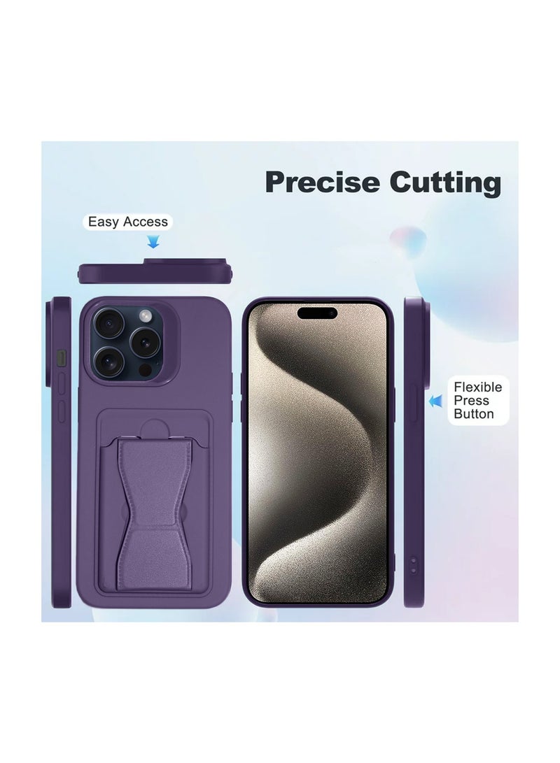 Wtech Silicone TPU With Card Holder Case Cover For Apple iPhone 15 Pro Max 2023 Plum  - Image 5