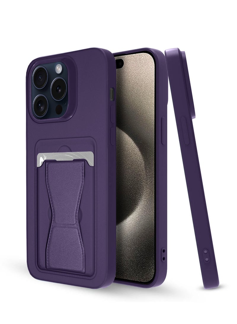 Wtech Silicone TPU With Card Holder Case Cover For Apple iPhone 15 Pro Max 2023 Plum  - Image 1