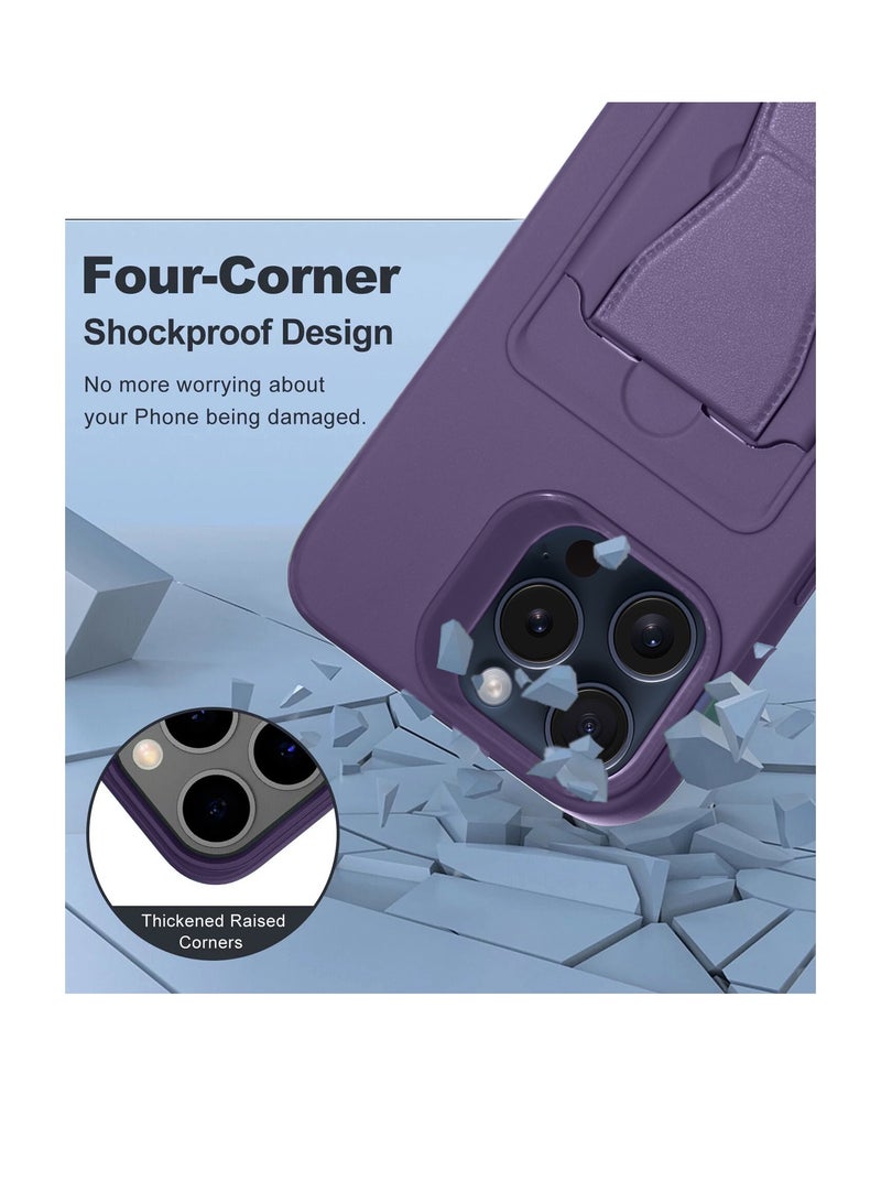 Wtech Silicone TPU With Card Holder Case Cover For Apple iPhone 15 Pro Max 2023 Plum  - Image 4