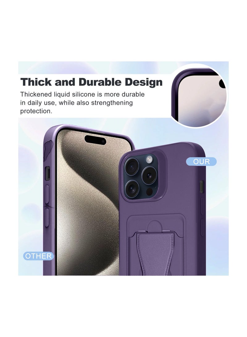 Wtech Silicone TPU With Card Holder Case Cover For Apple iPhone 15 Pro Max 2023 Plum  - Image 3