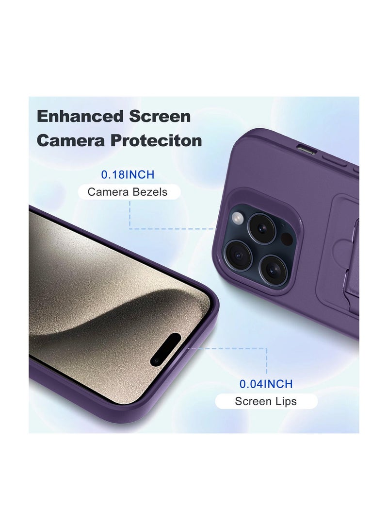 Wtech Silicone TPU With Card Holder Case Cover For Apple iPhone 15 Pro Max 2023 Plum  - Image 2