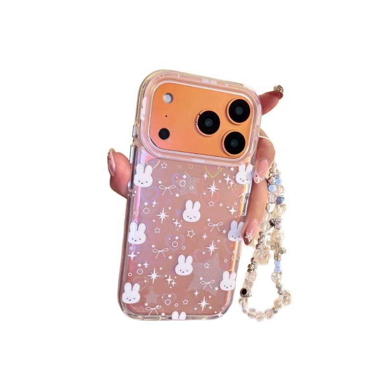 غطاء واقي بسيليكون لـ iPhone 17 / 17 Air / 17 Pro / 17 Pro Max مع نقش أرنب بقوس وقلب ليزر وحماية من السقوط مع مقاوم للصدمات مع تصميم فيونكة باللون Laser من السيليكون للمكتب للسفر - Image 4