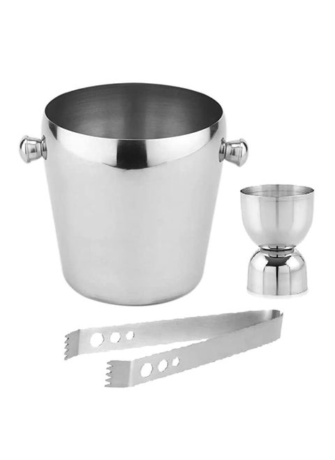 Stainless Steel 1200ml Apple Ice Bucket with Tong Peg Measure Perfect for Dry Ice Wine Beer Champagne Cooler Ice Box Mini Bar Accessories Container with Round Side Handle Ice Cubes Bucket