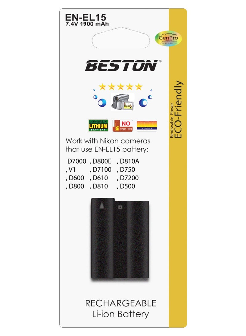 BESTON Beston EN-EL15B Camera Battery (1900mAh, 7.4V) - Image 1