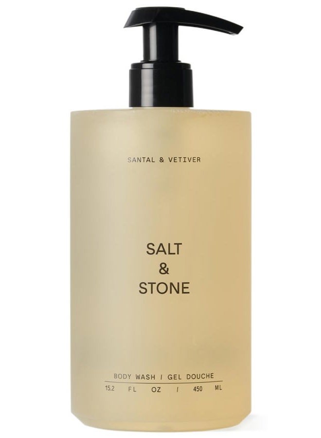 SALT & STONE Antioxidant-Rich Body Wash - Santal & Vetiver | Cleanse, Nourish & Soften Skin with Niacinamide & Hyaluronic Acid | Free From Parabens, Sulfates & Phthalates (15.2 fl oz) - Image 1