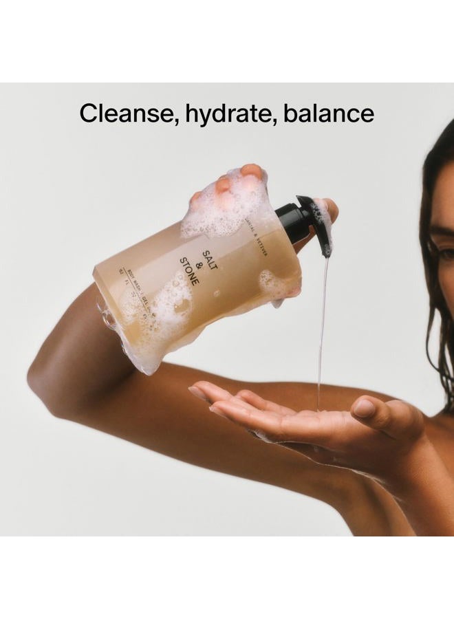 SALT & STONE Antioxidant-Rich Body Wash - Santal & Vetiver | Cleanse, Nourish & Soften Skin with Niacinamide & Hyaluronic Acid | Free From Parabens, Sulfates & Phthalates (15.2 fl oz) - Image 4