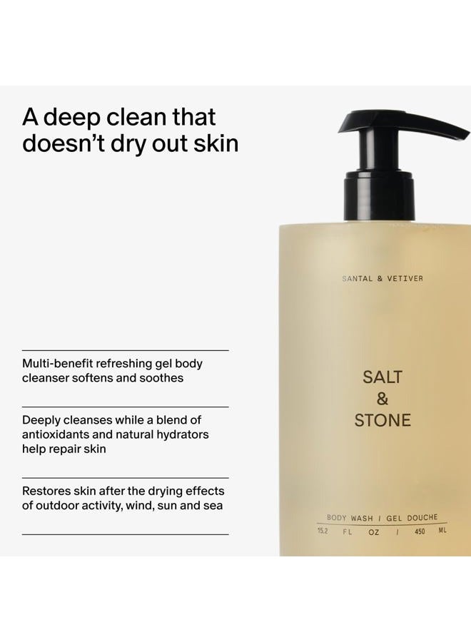 SALT & STONE Antioxidant-Rich Body Wash - Santal & Vetiver | Cleanse, Nourish & Soften Skin with Niacinamide & Hyaluronic Acid | Free From Parabens, Sulfates & Phthalates (15.2 fl oz) - Image 5