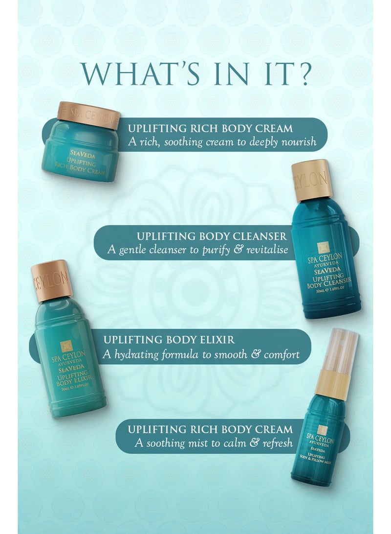 SPA CEYLON SeaVeda Uplifting Discovery Set | Wellness Spa Set | Pampering Trial Set with Marine Therapy | Relaxing Gifts & Travel Size Body Care, 4-Piece Set | Ayurveda - Image 4