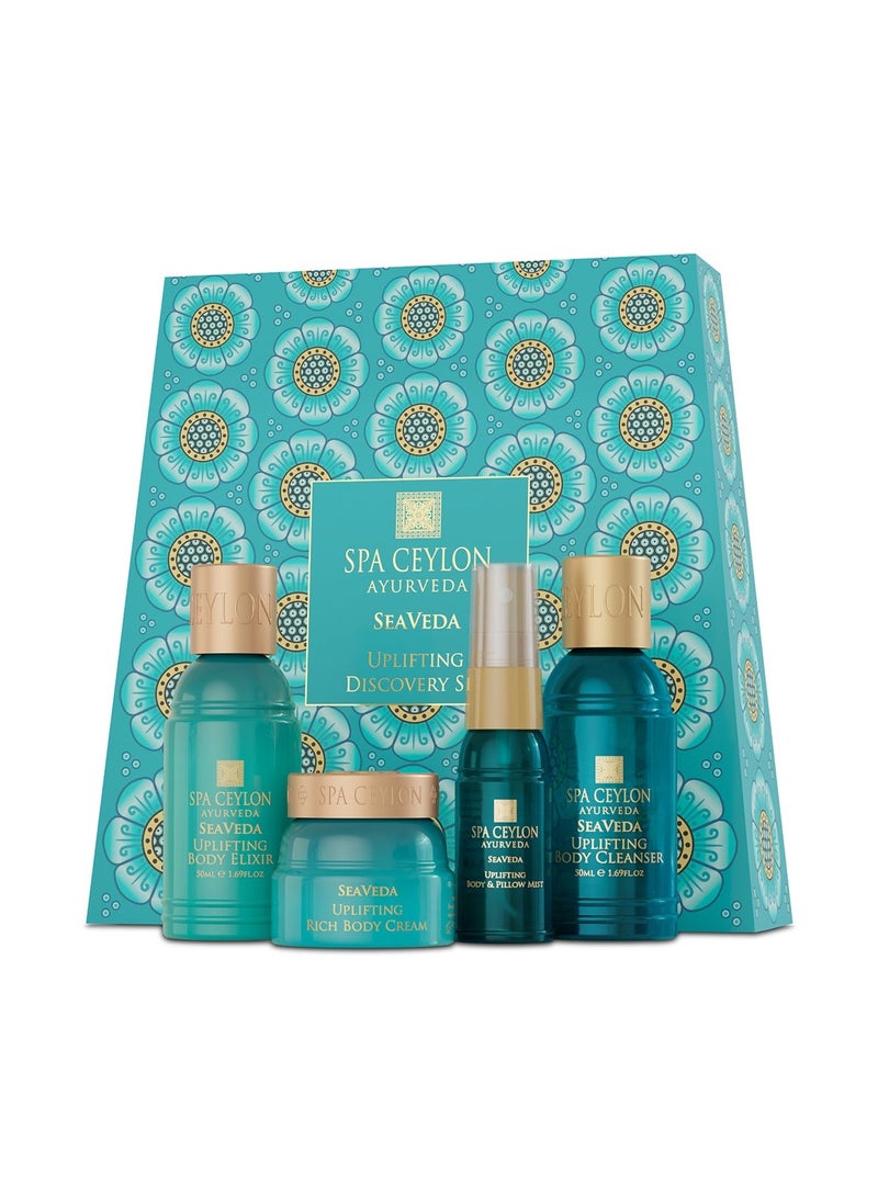 SPA CEYLON SeaVeda Uplifting Discovery Set | Wellness Spa Set | Pampering Trial Set with Marine Therapy | Relaxing Gifts & Travel Size Body Care, 4-Piece Set | Ayurveda - Image 1