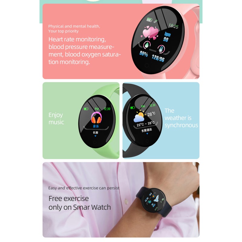 D18PRO Smart Bracelet 1.44'' OLED Single-touch Screen Macaron Ultra-light Body Heart Rate/Blood Pressure Monitor Multiple Sports Mode 3-5 days Standby Message Reminder/Music Control/Weather - Image 3