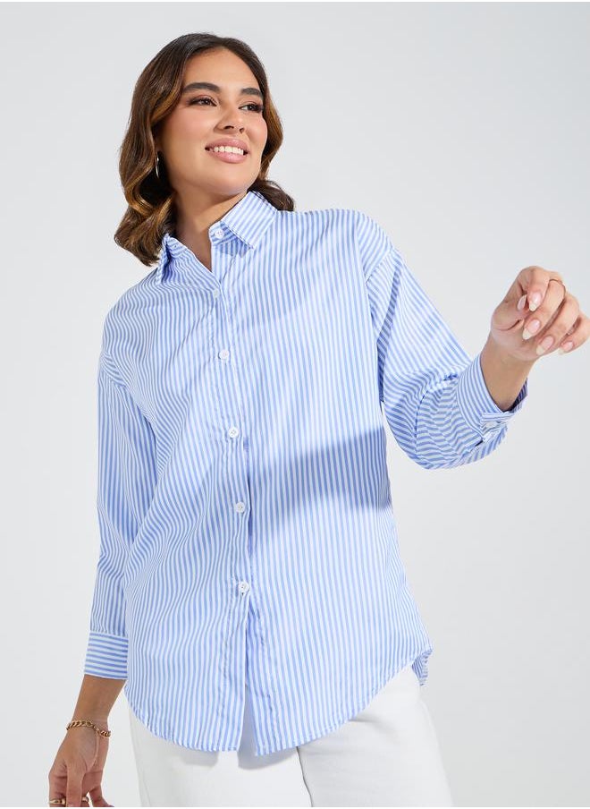 Oversized Basic Shirt with Button Placket - pzsku/Z585694B04897F56B146BZ/45/_/1723796116/809b9ed4-f1ae-4a3e-b0f7-d020f4f4efef