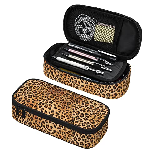 PAUSEBOLL Leopard Print Pencil Case for Girls and Kids Cute Pen Box Pouch Cheetah Print Pencil Bag with Double Zipper, Portable Pencil Pouch for School Office Supplies - Image 1