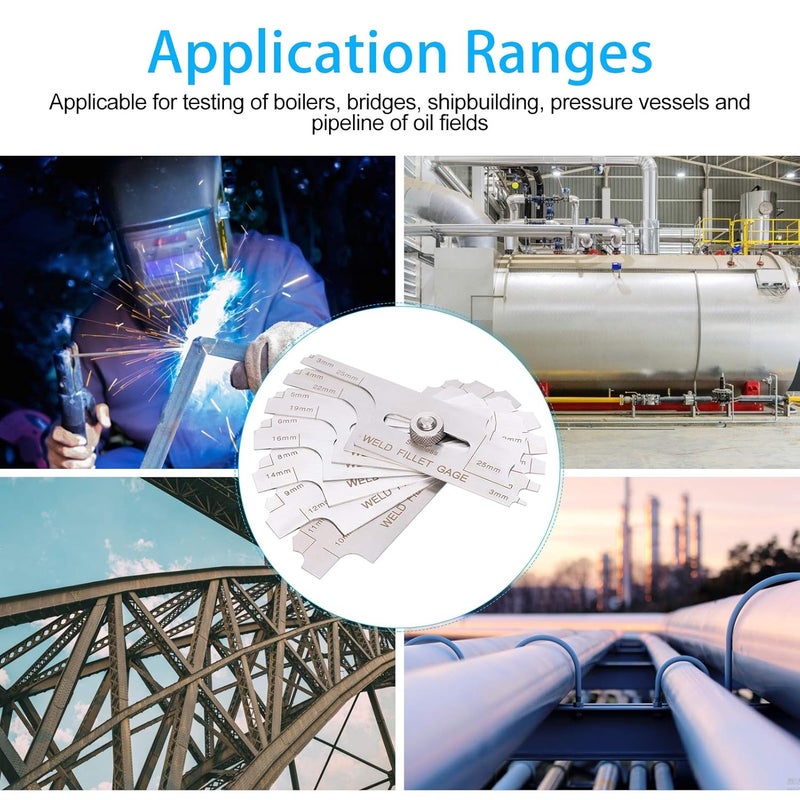MG11 جسر كام اختبار اللحام مقياس الفولاذ المقاوم للصدأ المهنية بوصة متري الزندي أداة تفتيش لحام - Image 3