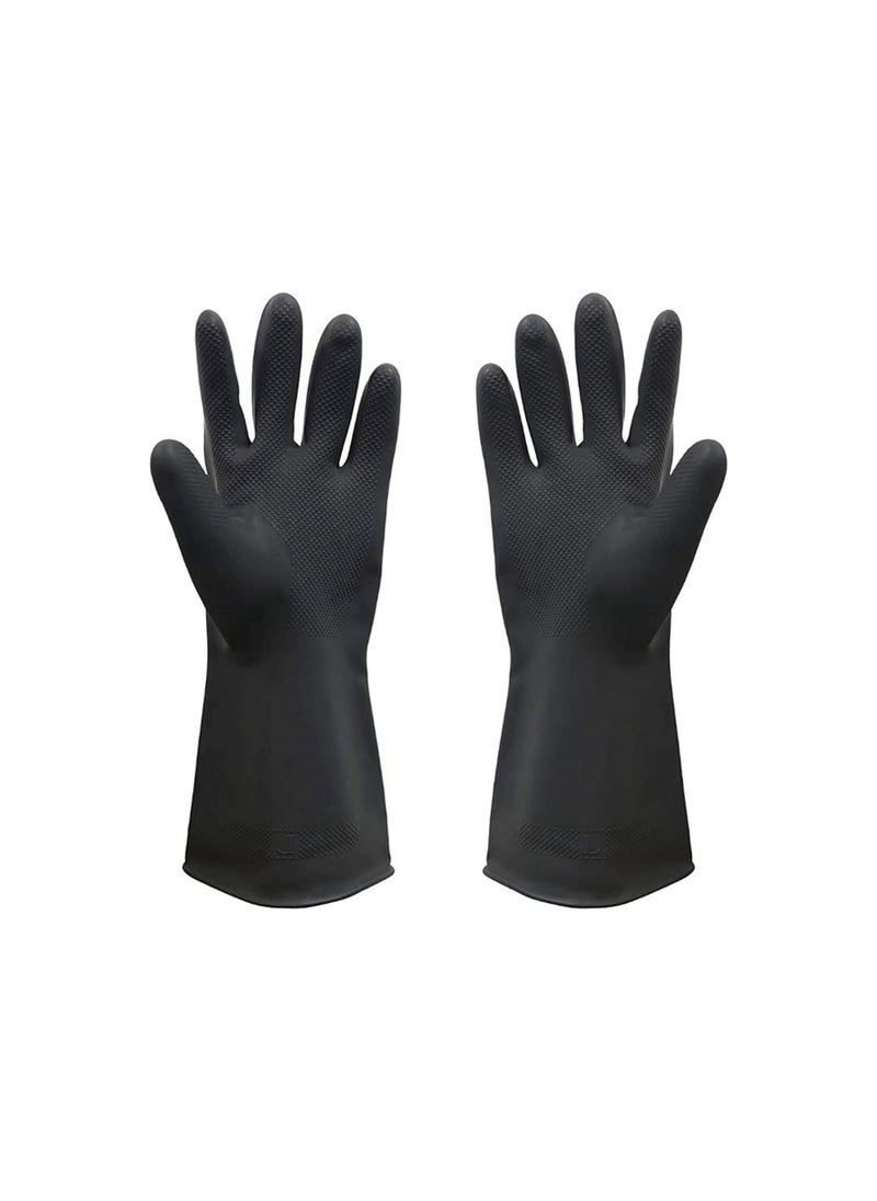 sulfar - Sulfar Reusable 100% Natural Latex Rubber Dish Washing Gloves, Cleaning Gloves, Pet Grooming, Gardening, Great For Washing Dish, Kitchen, Car And Bathroom (L, Black, 1 Pair), Pack of 1 - Image 1