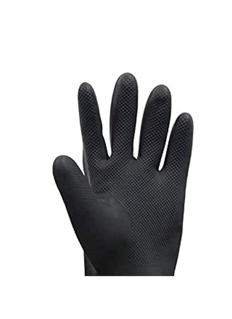 sulfar - Sulfar Reusable 100% Natural Latex Rubber Dish Washing Gloves, Cleaning Gloves, Pet Grooming, Gardening, Great For Washing Dish, Kitchen, Car And Bathroom (L, Black, 1 Pair), Pack of 1 - Image 1