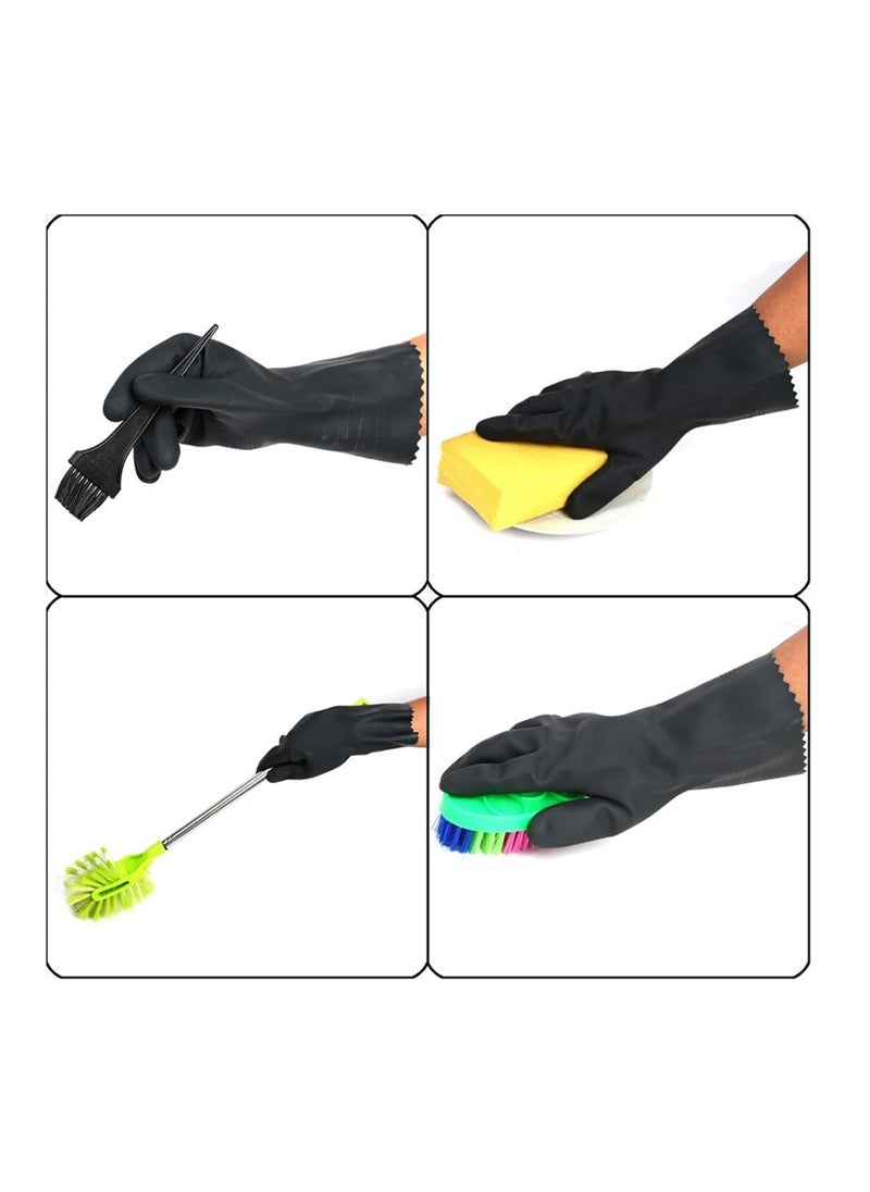 sulfar - Sulfar Reusable 100% Natural Latex Rubber Dish Washing Gloves, Cleaning Gloves, Pet Grooming, Gardening, Great For Washing Dish, Kitchen, Car And Bathroom (L, Black, 1 Pair), Pack of 1 - Image 1