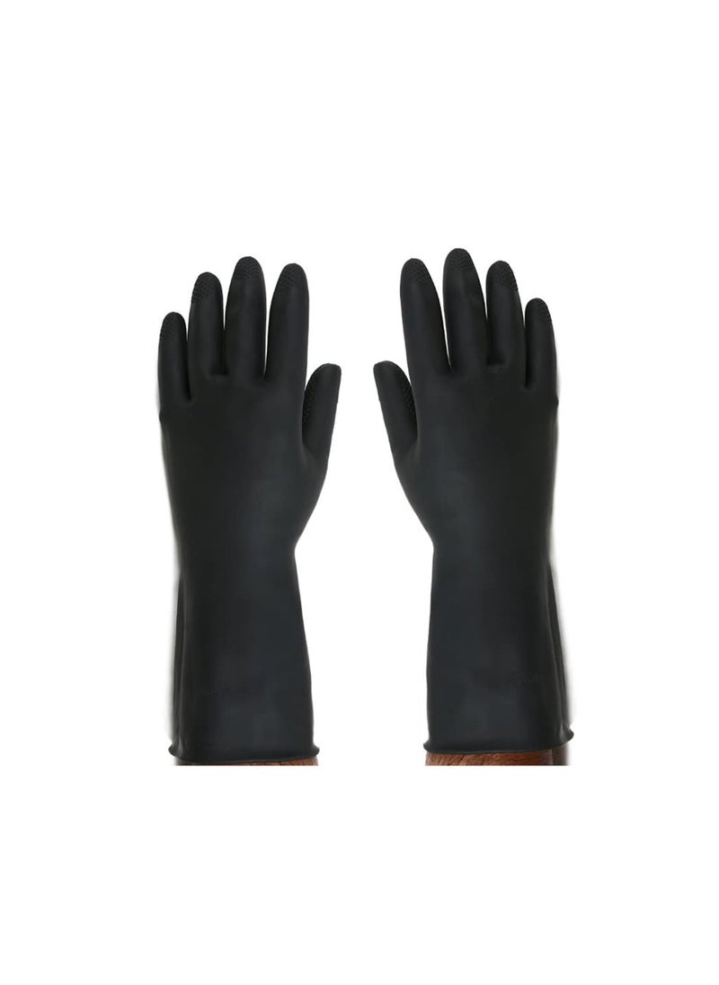 sulfar - Sulfar Reusable 100% Natural Latex Rubber Dish Washing Gloves, Cleaning Gloves, Pet Grooming, Gardening, Great For Washing Dish, Kitchen, Car And Bathroom (L, Black, 1 Pair), Pack of 1 - Image 1
