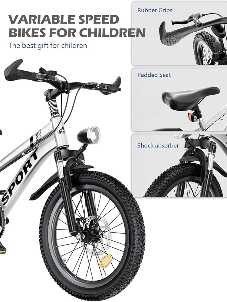 SHARPDO Kids Bike 18-20-22-24 Inch, Dual Disc Brakes Mountain Bike 7-Speed Gears, with Adjustable Seat, for 5-12 Years Boys and Girls (24 inch) - Image 2