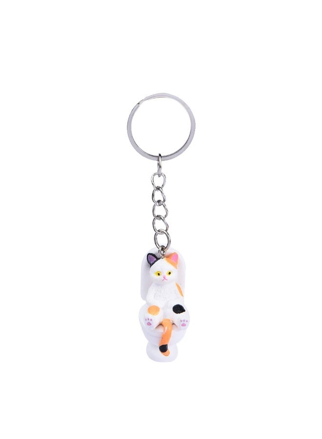 Creative Cartoon Toilet Cat Keychain Funny Toy Animal Key Ring for Women Men DIY Car Handbag Phone Case Pendant Accessories Gift-Color:A