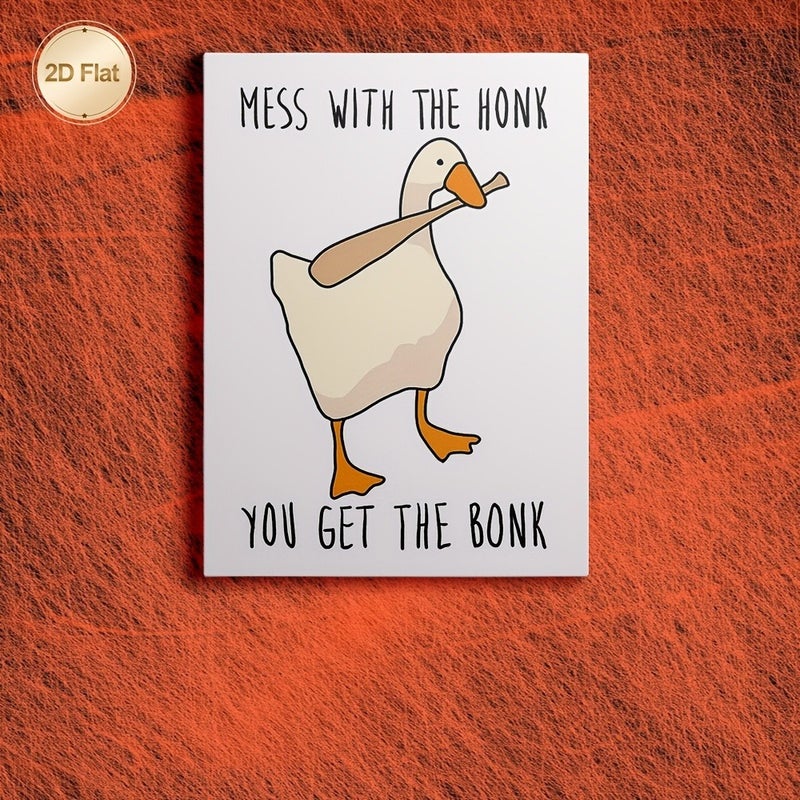 Framed 2D Canvas Print - Duck and Bat Art, Modern, 60x90 cm - Image 2