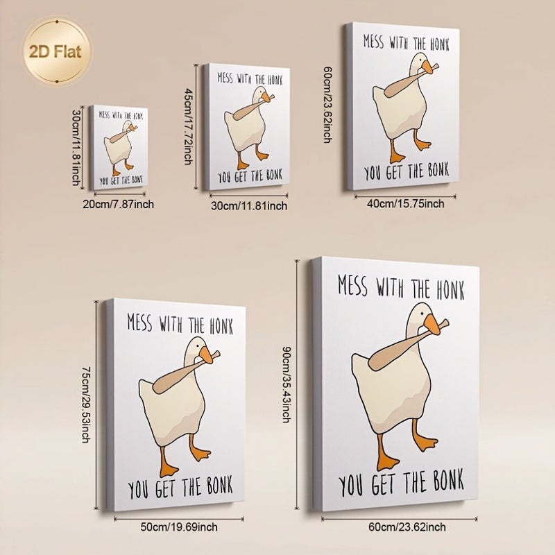 Framed 2D Canvas Print - Duck and Bat Art, Modern, 60x90 cm - Image 3