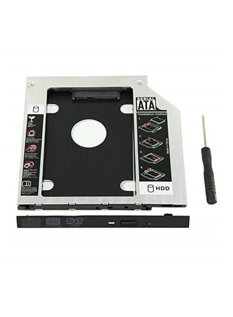 Aluminum SSD HDD 2nd Hard Disk Drive Caddy Case Adapter for Universal Laptop CD/DVD-ROM Optical Bay - 12.7mm
