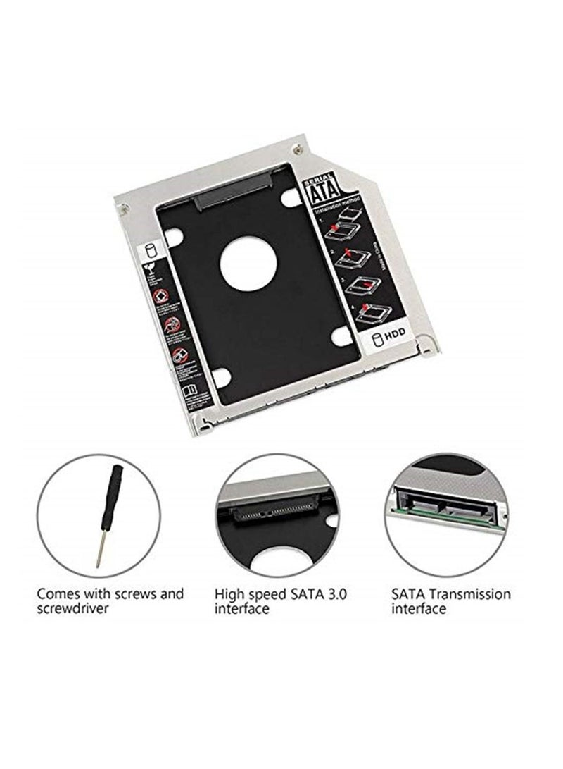 Aluminum SSD HDD 2nd Hard Disk Drive Caddy Case Adapter for Universal Laptop CD/DVD-ROM Optical Bay - 12.7mm  - Image 4
