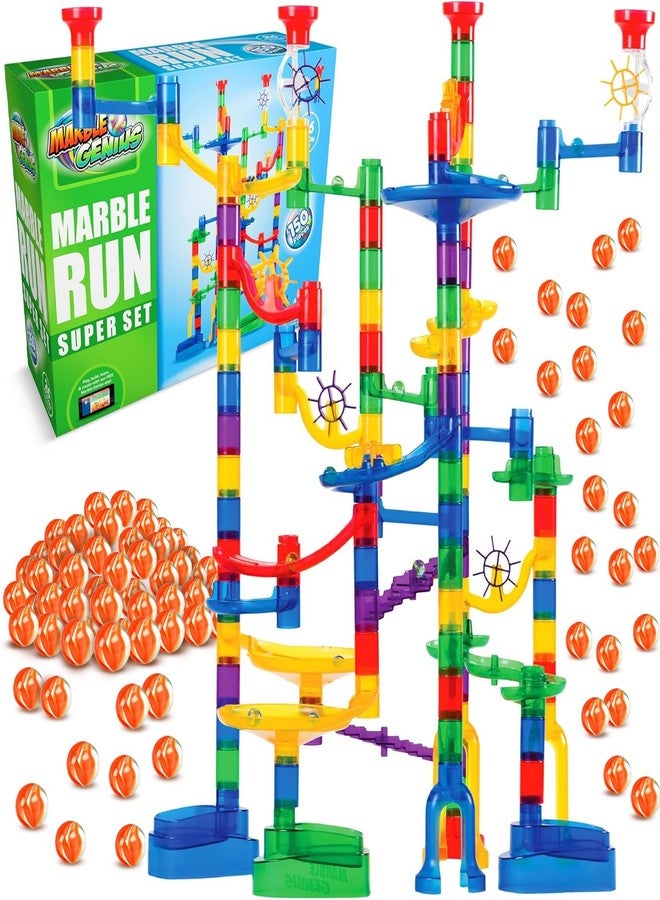 Marble Genius Marble Run Super Set, STEM Toys & Maze Construction Building - 150 Translucent Track Pieces & Glass Marble for Family, Kids Toddlers Ages 4-8 - Fun Holiday Creative Gifts - Image 1