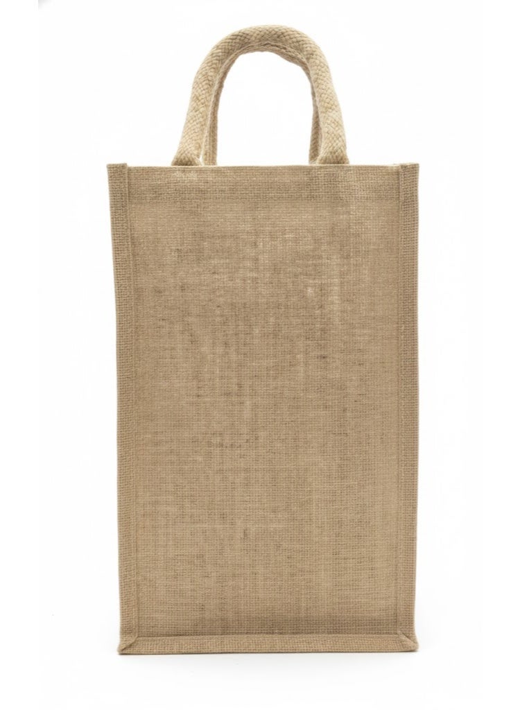 12 PIECES - Natural Wine Jute (TOTE)  Bag with/without Button Closure, Woven Handles, Beige (Without Button) 20 X 35 X 10 - Image 1