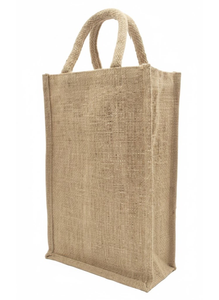 12 PIECES - Natural Wine Jute (TOTE)  Bag with/without Button Closure, Woven Handles, Beige (Without Button) 20 X 35 X 10 - Image 2