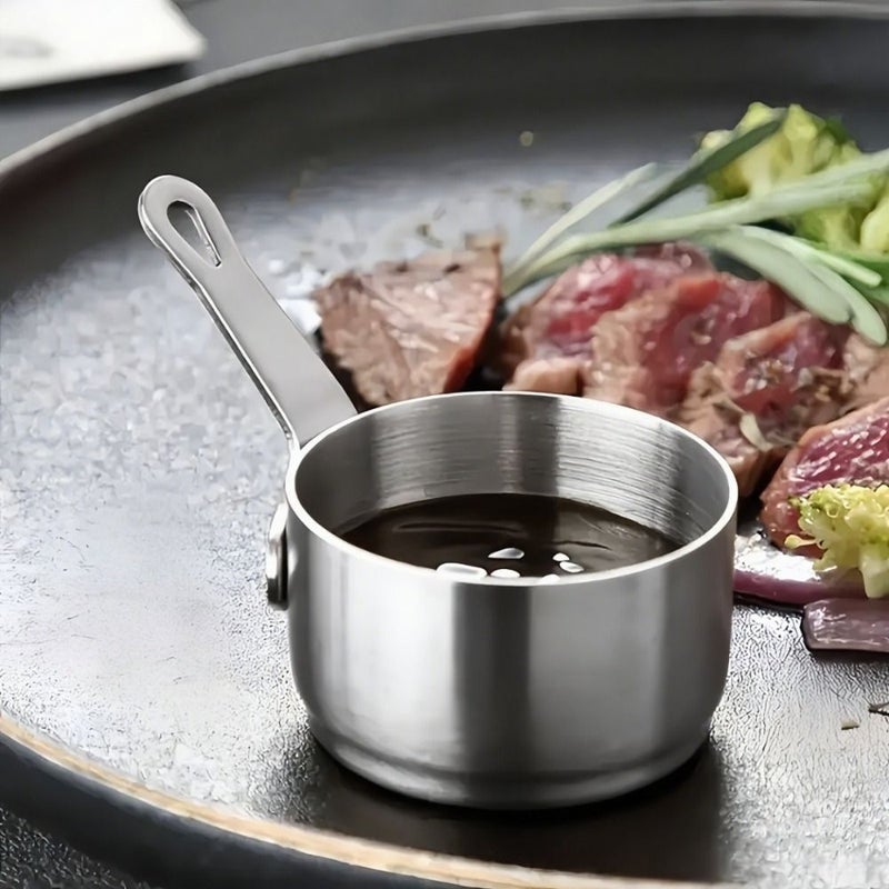 2pcs Silvery Stainless Steel Mini Sauce Pans for Melting Warming Kitchen Essentials - Image 2