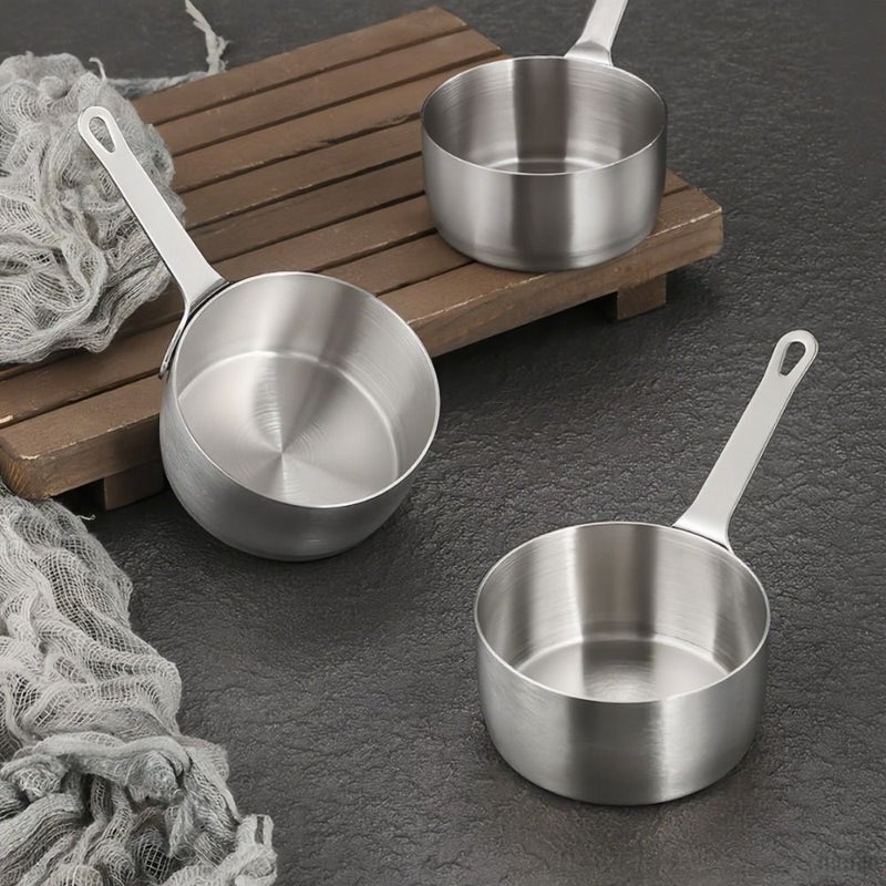2pcs Silvery Stainless Steel Mini Sauce Pans for Melting Warming Kitchen Essentials - Image 1