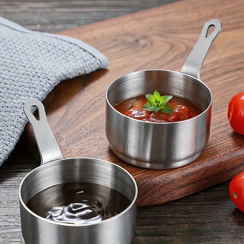 2pcs Silvery Stainless Steel Mini Sauce Pans for Melting Warming Kitchen Essentials - Image 3