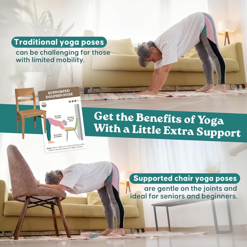 Zinsk 60 Chair Yoga Exercises â€“ Gentle Workouts for Flexibility, Balance & Strength â€“ Big 4â€³ x 6â€³ Cards with Step-by-Step Large-Text Instructions â€“ Guidebook & 10 Pre-Made Routines for Seniors & Beginners - Image 3