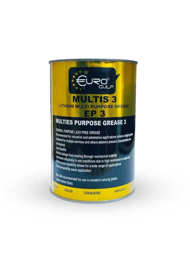 Euro Gulf Multis 3 Lithium Multi Purpose Grease EP 3 – Heavy Duty Industrial & Automotive Lubricant – High Temperature Bearing Protection – 1kg - Image 1