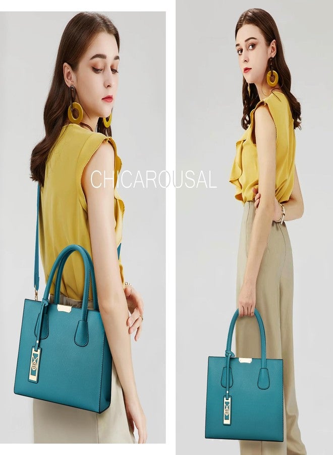 CHICAROUSAL Crossbody Purses and Handbags for Women PU Leather Tote Shoulder Bags Top Handle Satchel (Peacock Blue) - Image 3