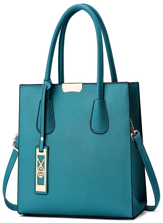 CHICAROUSAL Crossbody Purses and Handbags for Women PU Leather Tote Shoulder Bags Top Handle Satchel (Peacock Blue) - Image 1