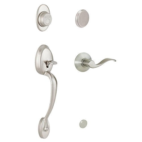 Schlage F93PLY619ACCLH Plymouth Inactive Handleset with Accent Lefthanded Lever Satin Nickel - Image 1