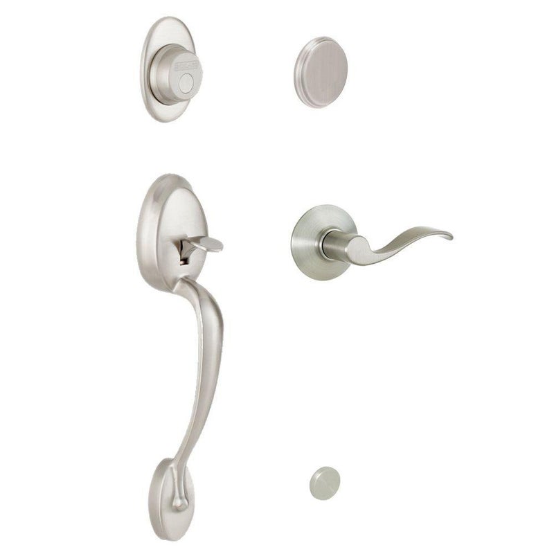 Schlage F93PLY619ACCLH Plymouth Inactive Handleset with Accent Lefthanded Lever Satin Nickel - Image 2